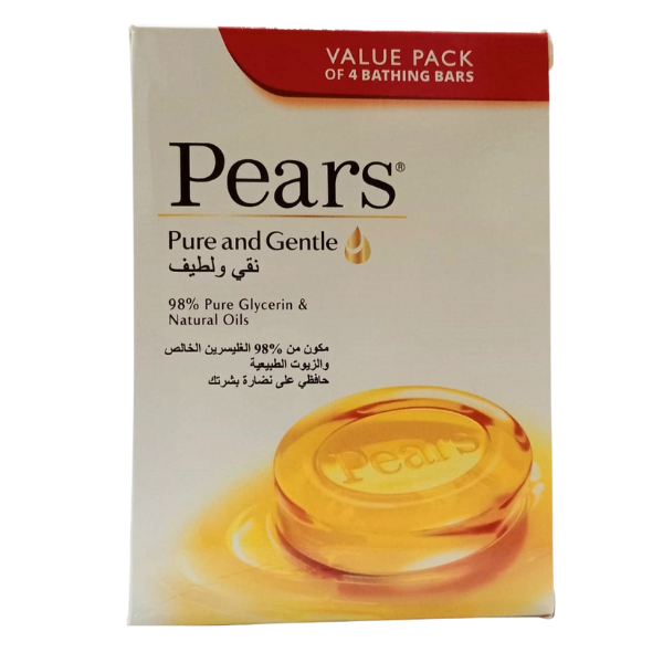 Pears Pure & Gentle Soap Bar with Glycerin & Natural oils 125g x 4